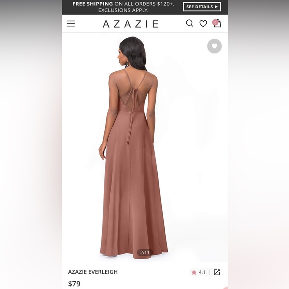 Azazie Blush/Mauve Wedding Guest/Prom/Formal/Bridesmaid Dress — Dry Cleaned! - Picture 6 of 9